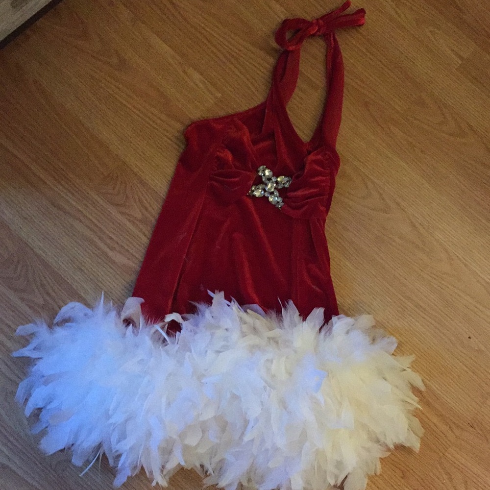 Red and White Santa Baby Halter Costume/Dress